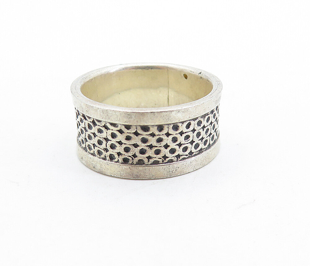 925 Sterling Silver  Vintage Circle Patterned Round Band Ring Sz 6.5  RG6102