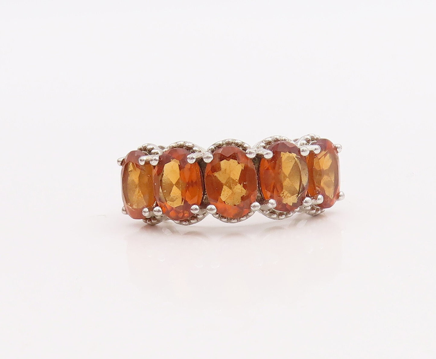 925 Sterling Silver Vintage Ring Minimalist Oval Cut Citrine Band  Sz 6  RG28864
