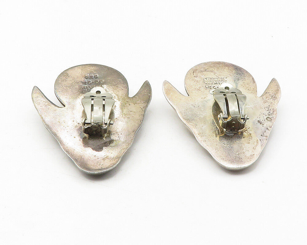 MEXICO 925 Sterling Silver  Vintage Modernist Non Pierce Drop Earrings  EG5892