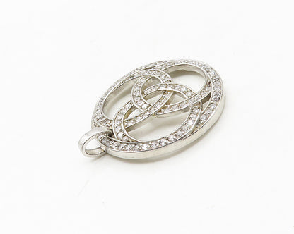 925 Sterling Silver  Vintage Shiny Cubic Zirconia Celtic Knot Pendant  PT14058