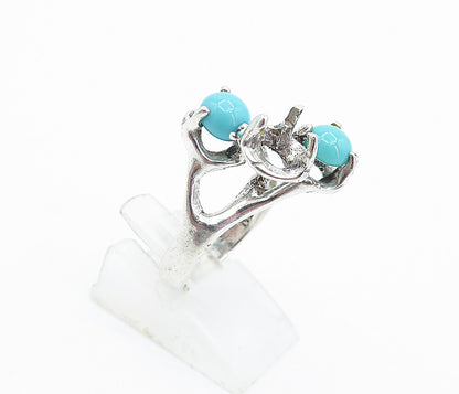 MEXICO 925 Silver  Vintage Turquoise Sculpted Statement Ring Sz 7.5  RG5295