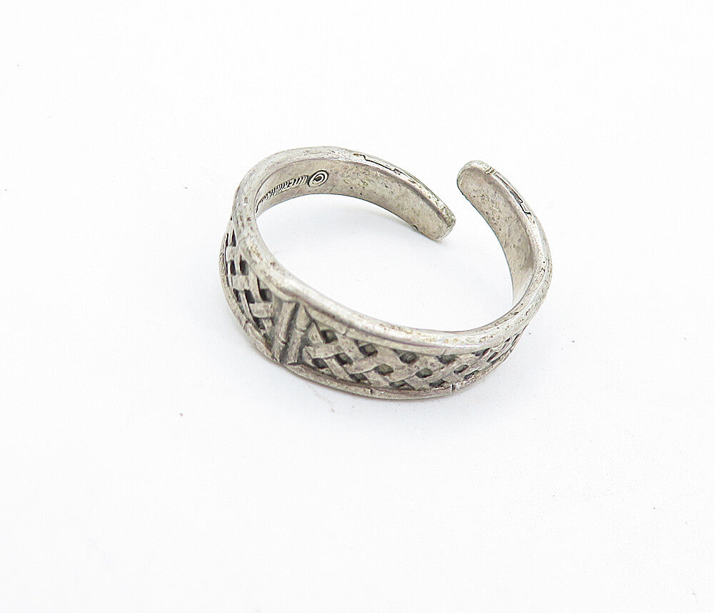 INTERNATIONAL 925 Silver Vintage Basket Weave Bypass Band Ring Sz 7.5 RG5966