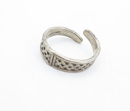 INTERNATIONAL 925 Silver Vintage Basket Weave Bypass Band Ring Sz 7.5 RG5966