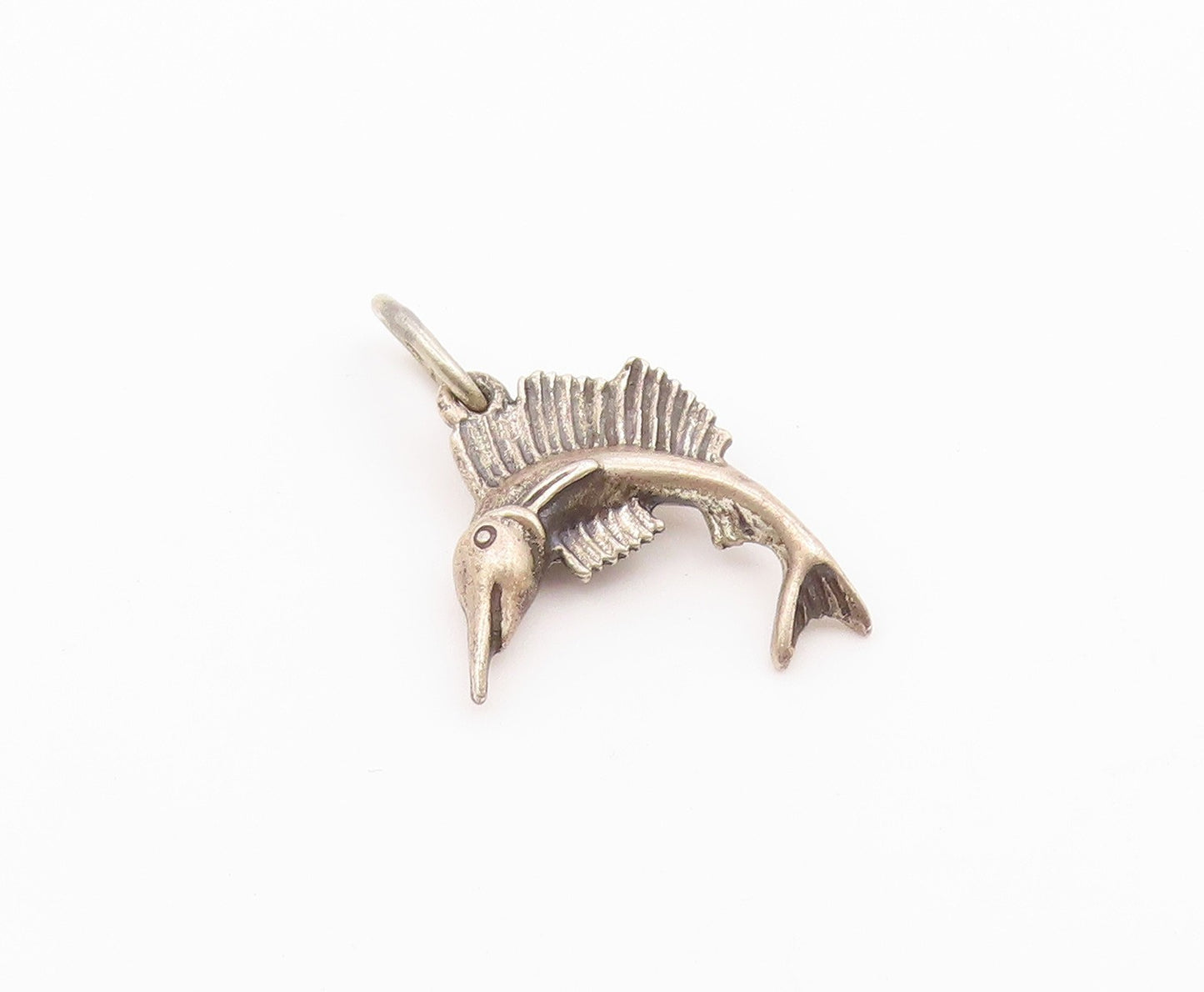 925 Sterling Silver  Vintage Petite Swordfish Motif Drop Pendant  PT17872