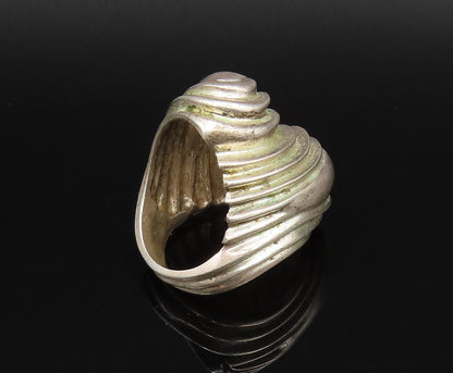 925 Sterling Silver  Vintage Ribbed Dome Bypass Statement Ring Sz 7  RG25827