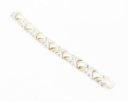 925 Sterling Silver  Shiny XO Hugs & Kisses Heart Link Chain Bracelet  BT5189