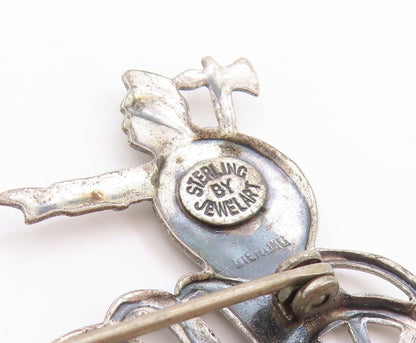 925 Sterling Silver Vintage Brooch Classic Roman Charioteer & Horse Pin  BP11931