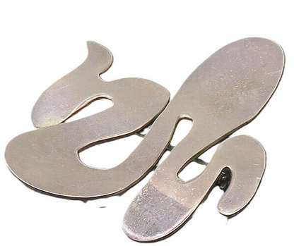 MEXICO 925 Sterling Silver  Vintage Shiny Smooth Swirl Brooch Pin  BP7964