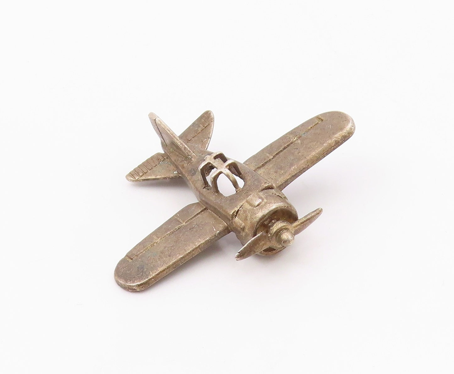 925 Sterling Silver  Vintage Dark Tone Airplane Table Trinket  TR2710