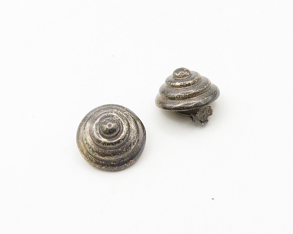TIFFANY & CO. 925 Silver  Vintage Dark Tone Dome Non Pierce Earrings  EG9484