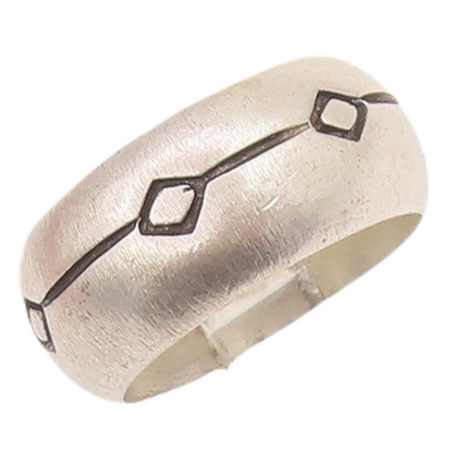 925 Sterling Silver Vintage Ring VERSANI Solid Etched Square & Line Sz 6 RG28143