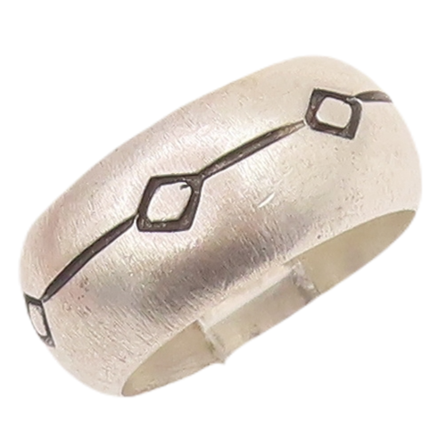 925 Sterling Silver Vintage Ring VERSANI Solid Etched Square & Line Sz 6 RG28143
