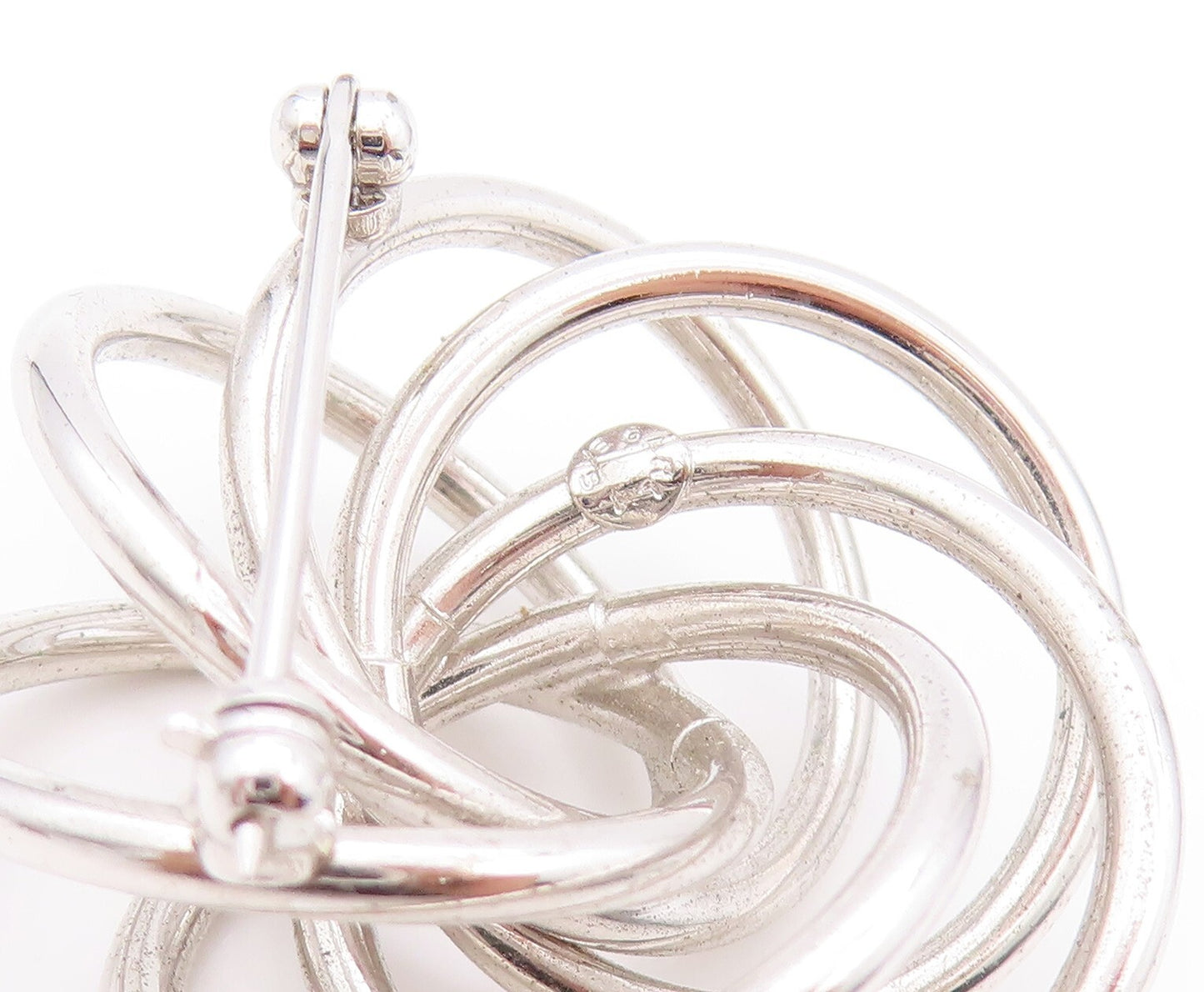 925 Sterling Silver Vintage Brooch Modernist Cutout Rings Flower  BP11519
