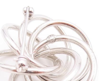 925 Sterling Silver Vintage Brooch Modernist Cutout Rings Flower  BP11519