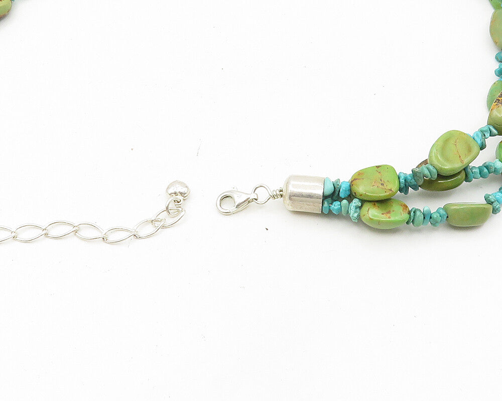 DTR JAY KING 925 Silver  Vintage Heavy Turquoise Beaded Chain Necklace  NE2928
