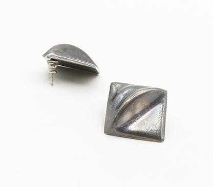 MEXICO 925 Sterling Silver  Vintage Dark Tone Square Drop Earrings  EG8061