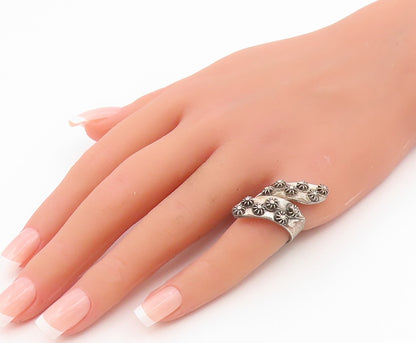 925 Sterling Silver Vintage Ring TAXCO MEXICO Floral Bypass Band  Sz 6  RG35312