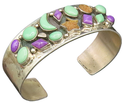 DTR JAY KING 925 Silver  Vintage Aventurine & Charoite Shapes Bracelet  BT9572