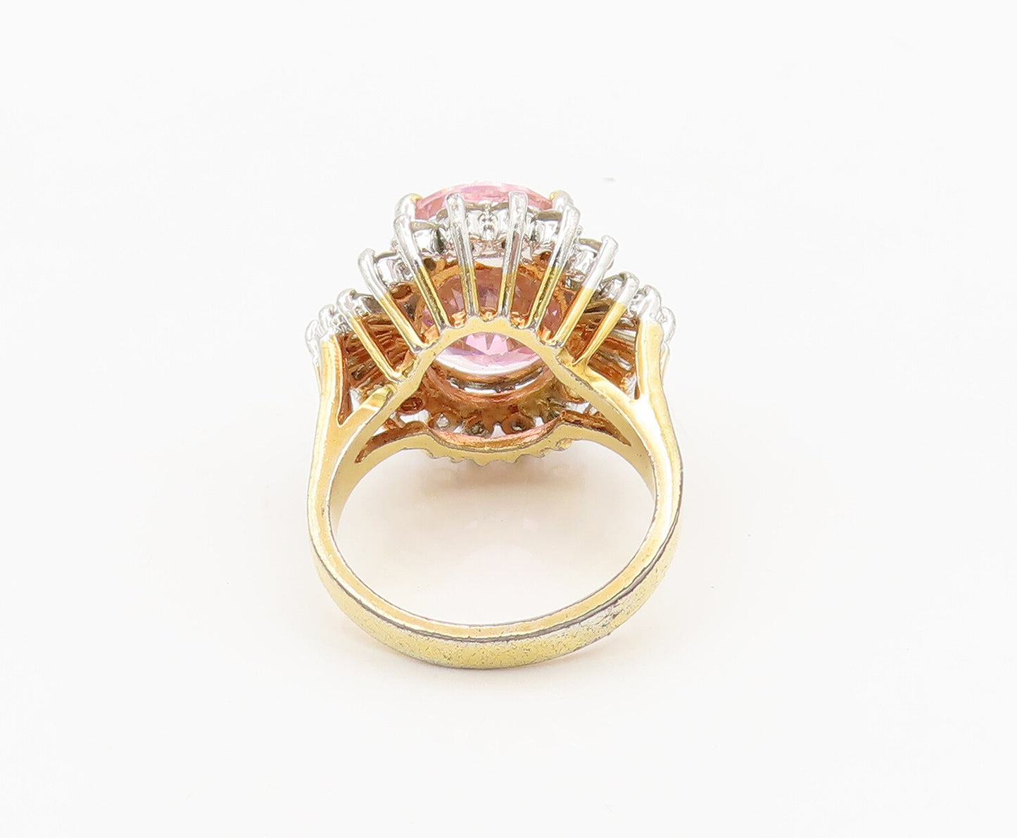 EDCO 925 Silver  Vintage Pink White CZ Elegant Sparkling Ring Sz 8.75  RG26805