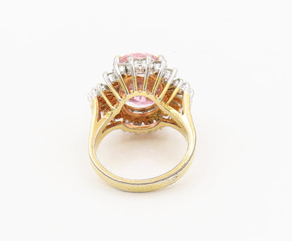 EDCO 925 Silver  Vintage Pink White CZ Elegant Sparkling Ring Sz 8.75  RG26805