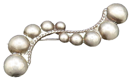 TAXCO 925 Silver  Vintage Antique Bead Ball & Twisted Rope Brooch Pin  BP9611