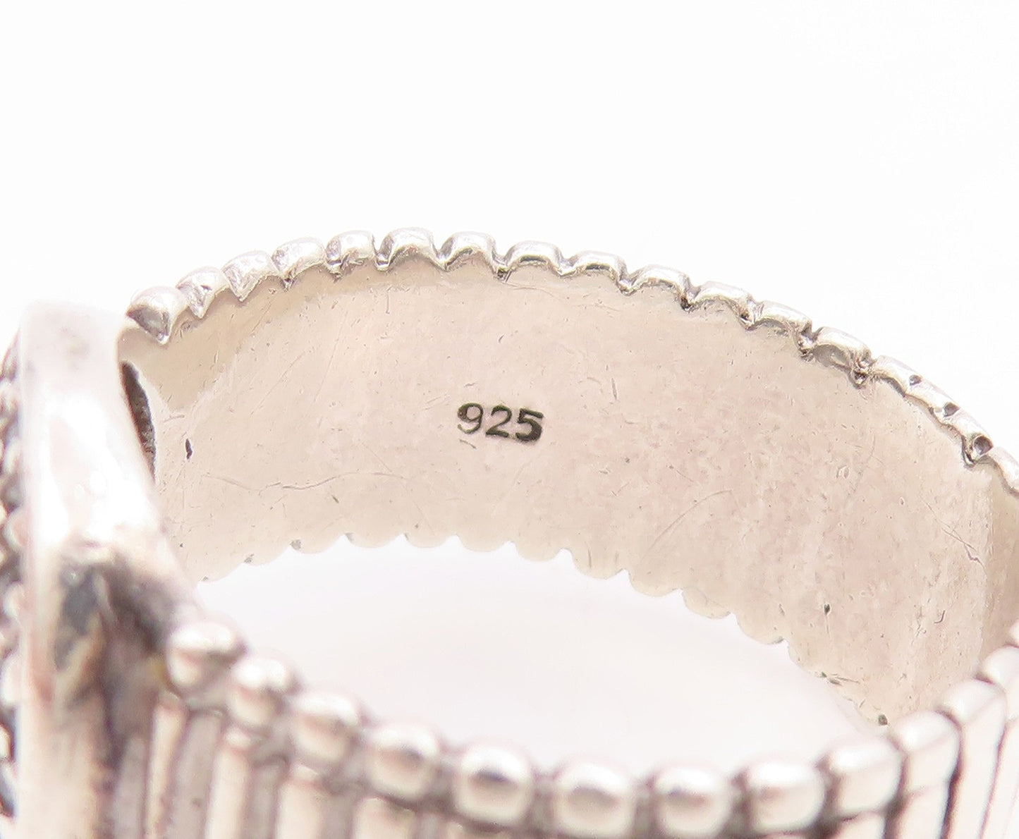 925 Sterling Silver Vintage Ring Classic CZ Cluster Grooved Band  Sz 8  RG34701