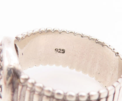 925 Sterling Silver Vintage Ring Classic CZ Cluster Grooved Band  Sz 8  RG34701