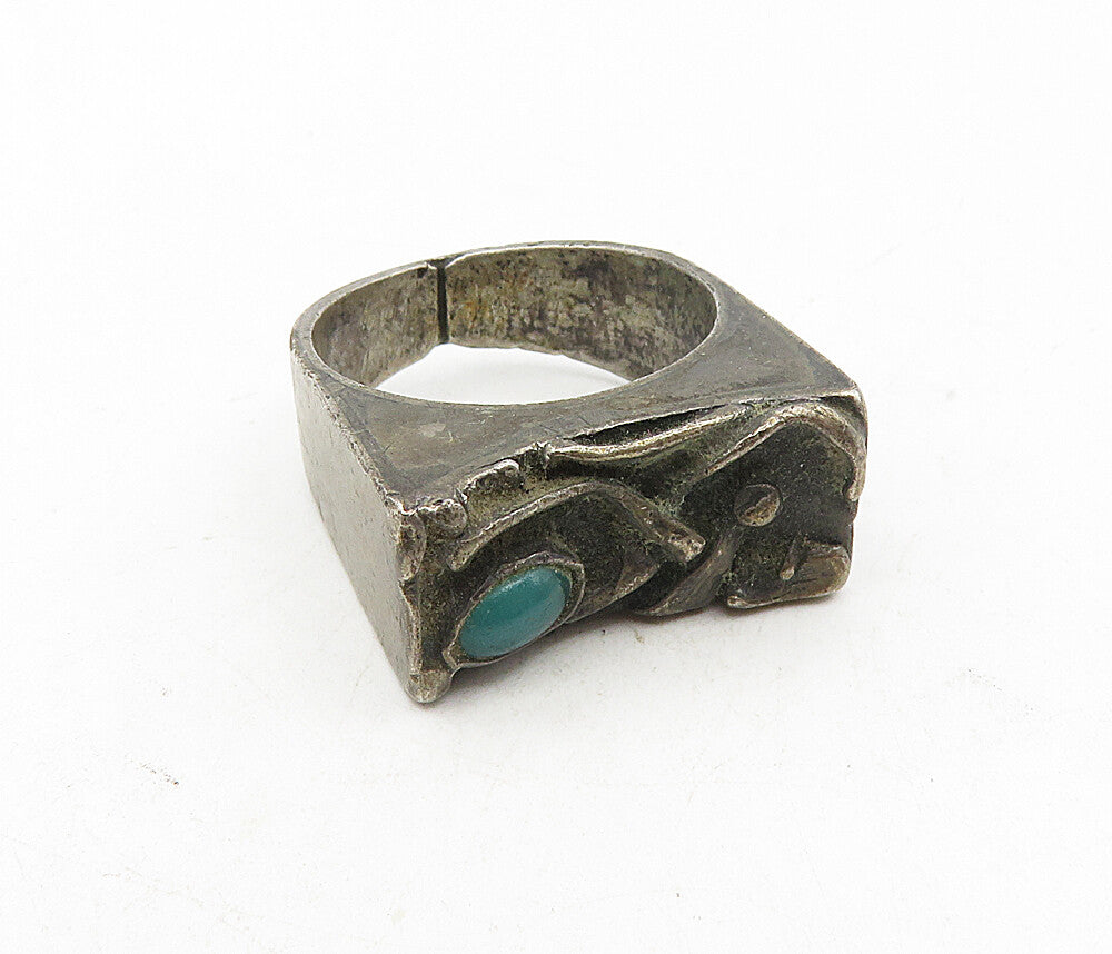 ISRAEL 925 Sterling Silver  Vintage Handmade Carnelian Band Ring Sz 7.5 RG9035