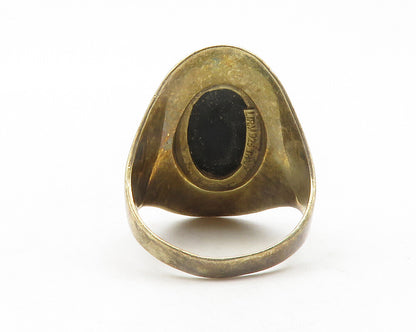 925 Sterling Silver  Vintage Cabochon Black Onyx Cocktail Ring Sz 10  RG12413