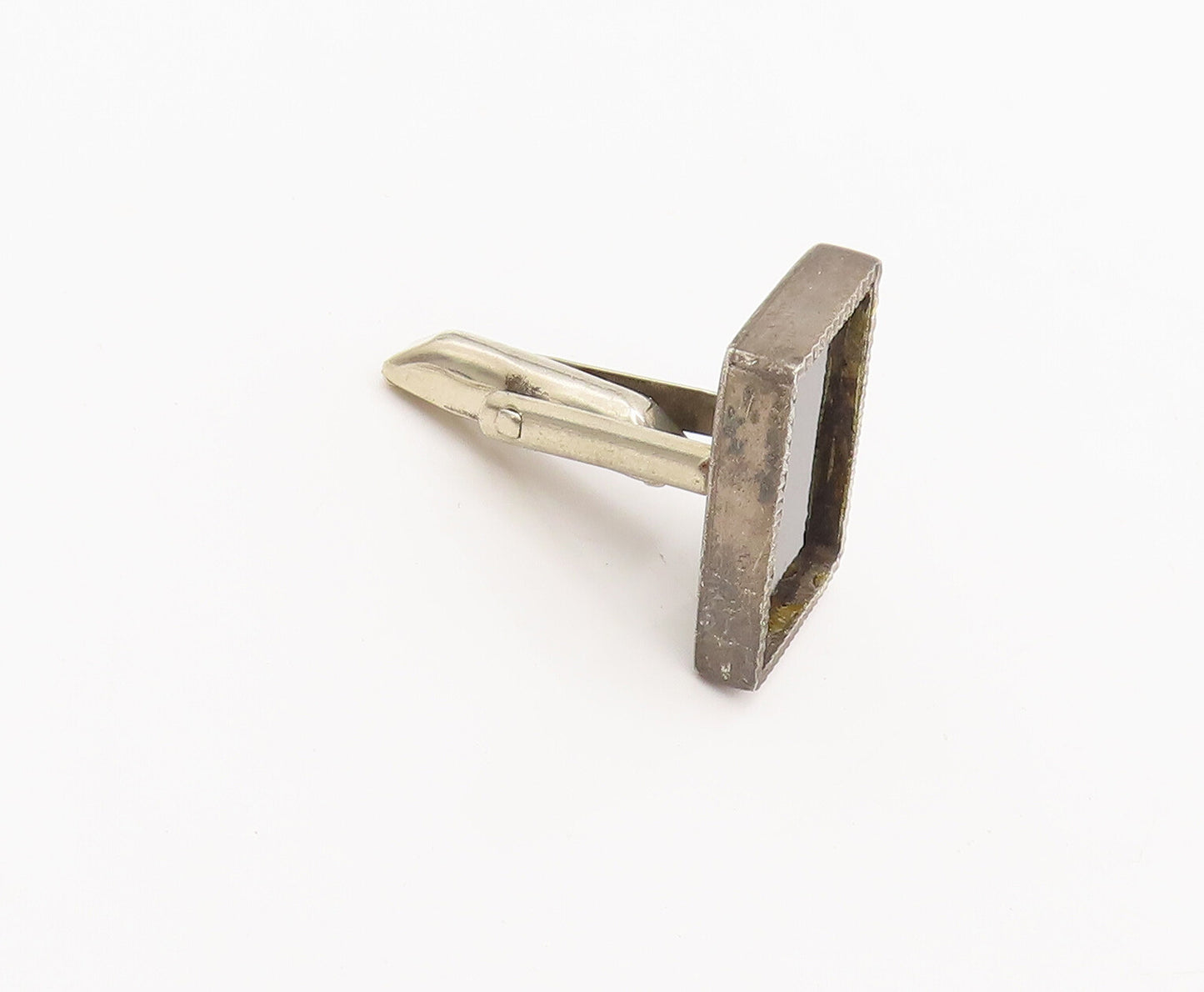 925 Sterling Silver  Vintage Rectangle Onyx Bulged Border Cuff Links  TR3550