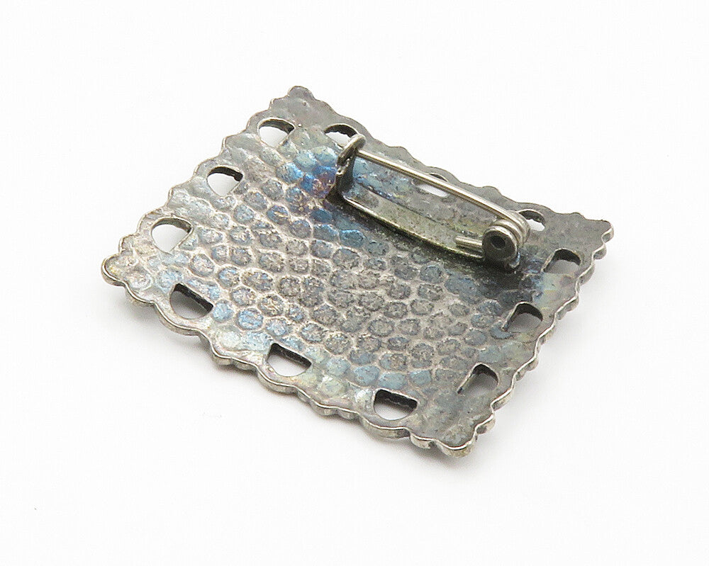 925 Sterling Silver  Vintage Oxidized Piazza S. Pietro Rome Brooch Pin  BP5303
