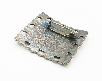 925 Sterling Silver  Vintage Oxidized Piazza S. Pietro Rome Brooch Pin  BP5303