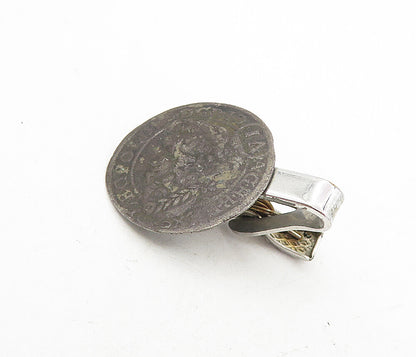 ROBBINS & CO. 925 Sterling Silver  Vintage Antique Oxidized Tie Clip  TR1396
