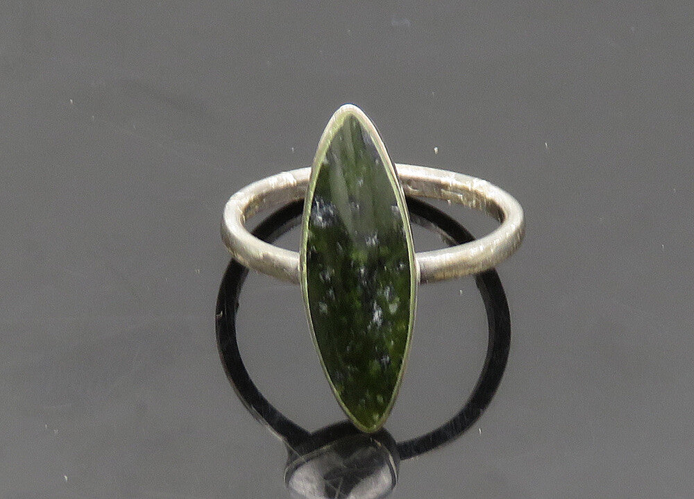 925 Sterling Silver  Vintage Obsidian Smooth Cocktail Ring Sz 5  RG20655