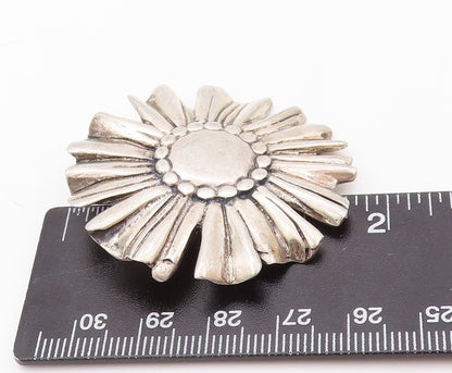 925 Sterling Silver Vintage Brooch Pin MEXICO Brutalist Carved Flower  BP11173