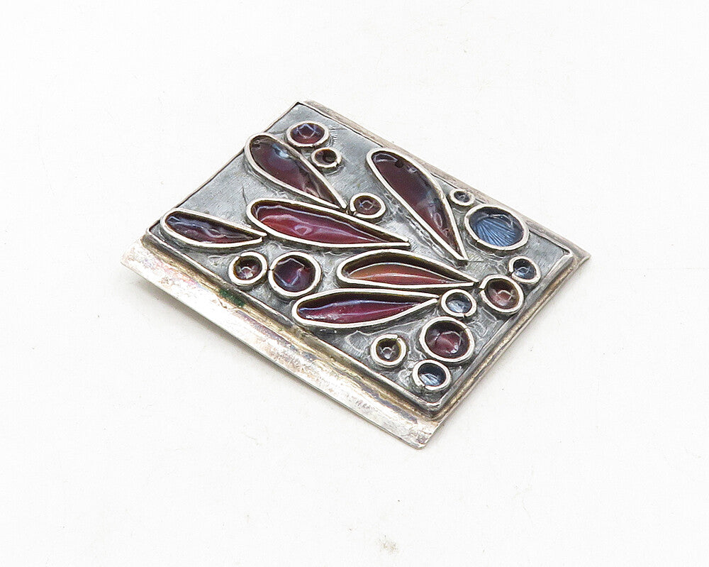 925 Sterling Silver  Vintage Enamel Coated Design Dark Tone Pendant  PT7682