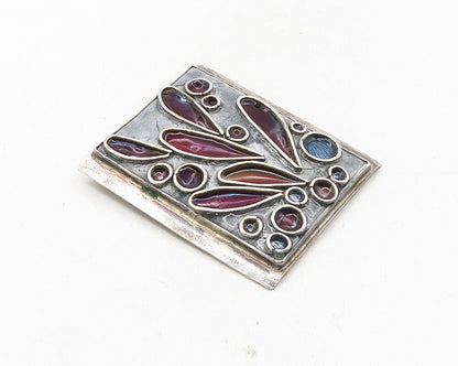 925 Sterling Silver  Vintage Enamel Coated Design Dark Tone Pendant  PT7682
