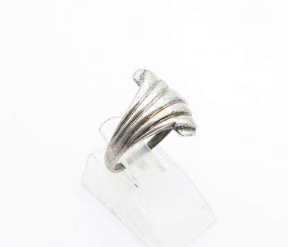 925 Sterling Silver  Vintage Dark Tone Fluted Design Band Ring Sz 7  RG4122