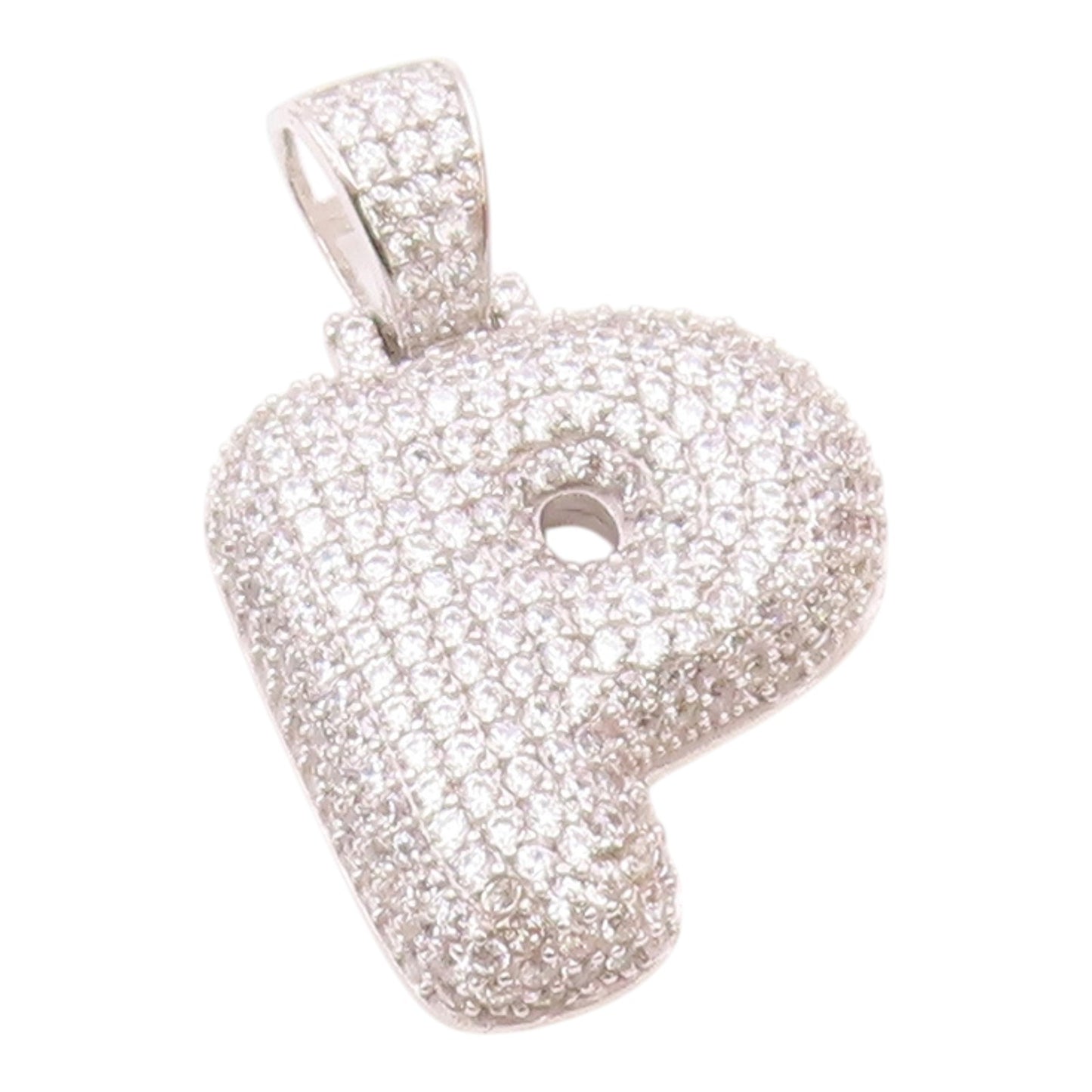 925 Sterling Silver  Vintage Cubic Zirconia Letter P Initial Pendant  PT18064