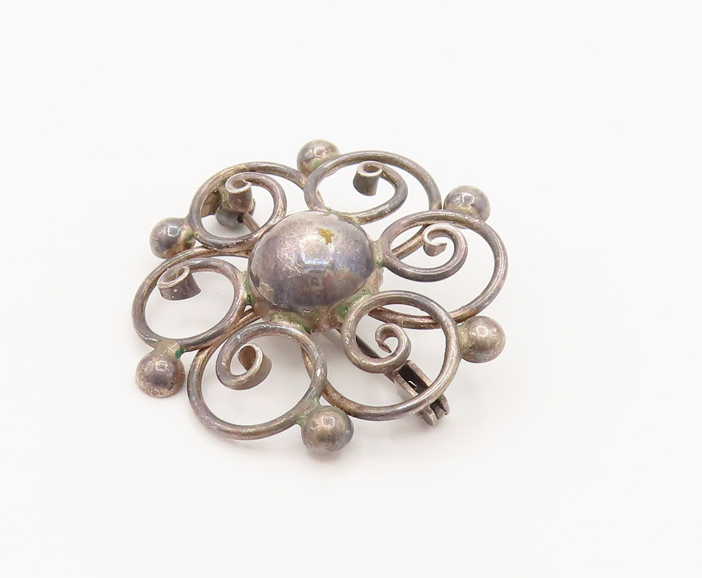 HERMANN SIERSBOL DENMARK 925 Silver  Vintage Open Flower Brooch Pin  BP10131