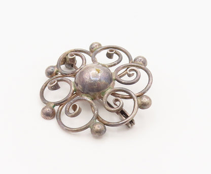 HERMANN SIERSBOL DENMARK 925 Silver  Vintage Open Flower Brooch Pin  BP10131