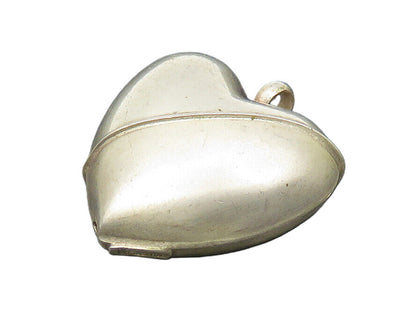 925 Sterling Silver  Vintage Shiny Matte Puffy Love Heart Pendant  PT14406