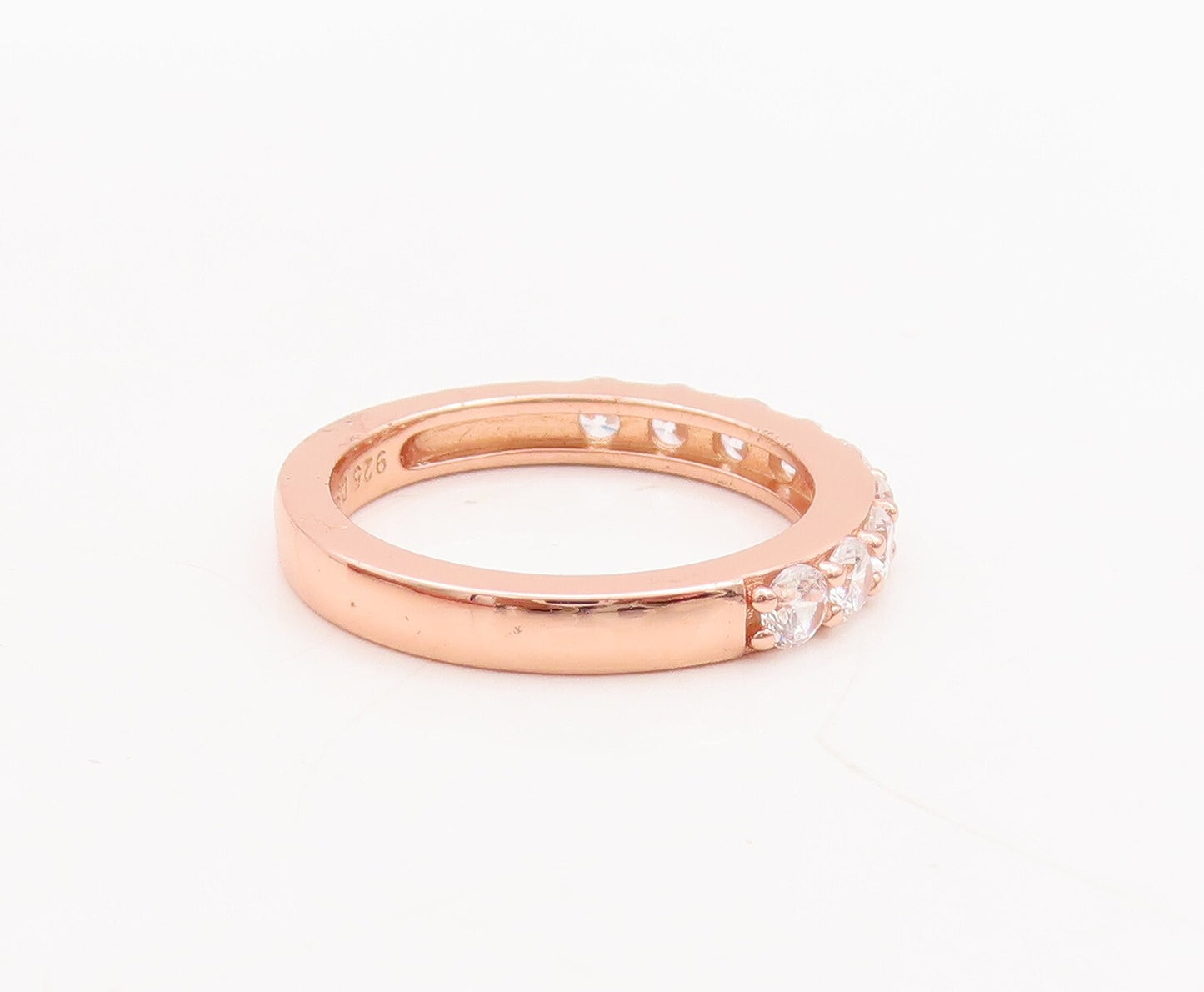 925 Sterling Silver Vintage Ring Rose Gold Plated Topaz 4 Ring Set Sz 7  RG29230