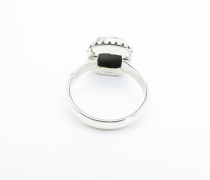925 Sterling Silver  Druzy Stone Fluted Shiny Solitaire Ring Sz 7  RG7922