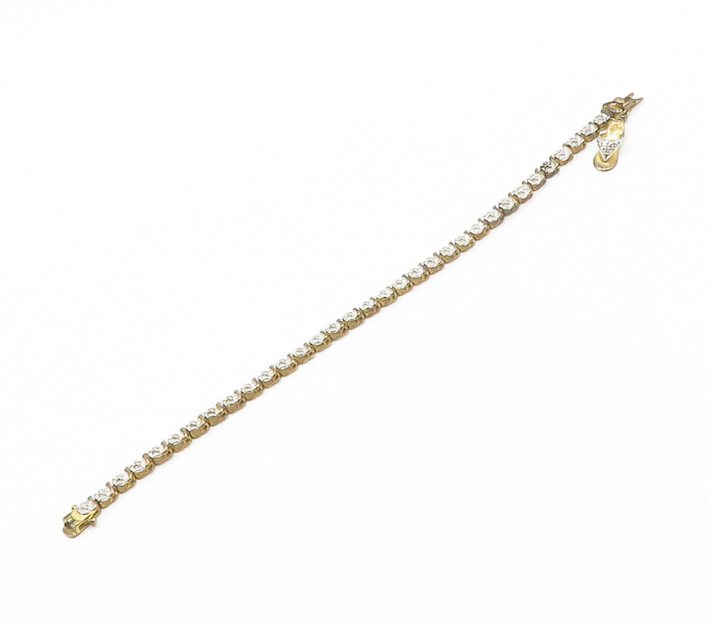 ROSS SIMON 925 Silver Vintage Genuine Diamonds Floral Chain Bracelet  BT6507