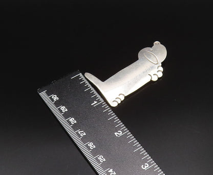 MEXICO 925 Silver  Vintage Minimalist Etched Puppy Dog Brooch Pin  BP9988