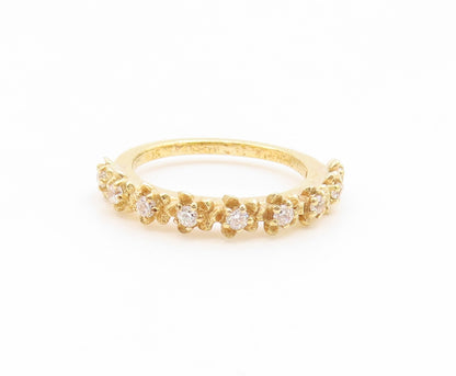 925 Sterling Silver Vintage Ring Gold Plated CZ Floral Link Band  Sz 7  RG35214