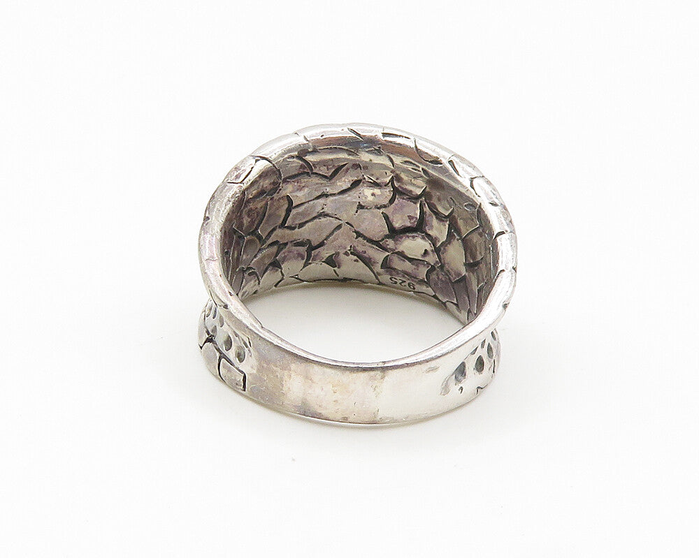 925 Sterling Silver  Vintage Dotted Pattern Concave Band Ring Sz 6.5  RG18280