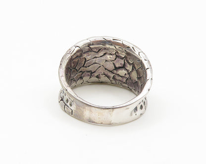 925 Sterling Silver  Vintage Dotted Pattern Concave Band Ring Sz 6.5  RG18280