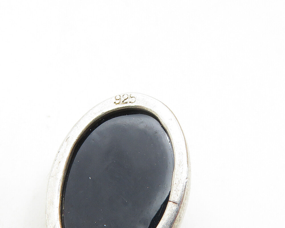 925 Sterling Silver  Vintage Cabochon Cut Amber Knotted Drop Pendant  PT7593